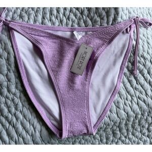 Ivory Rose Textured Side Tie Bikini Bottom Womens Size 14 Purple Crinkle Swim